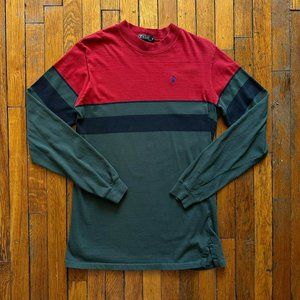 Vintage 80s Polo by Ralph‎ Lauren Made USA Men Red Green Navy Long Sleeve Shirt